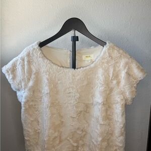 Anthropologie Maeve Fuzzy Cream Top